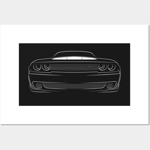 Dodge Challenger SRT Demon - front stencil, white Wall Art by mal_photography